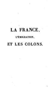Tapa de La France, l'émigration, et les colons