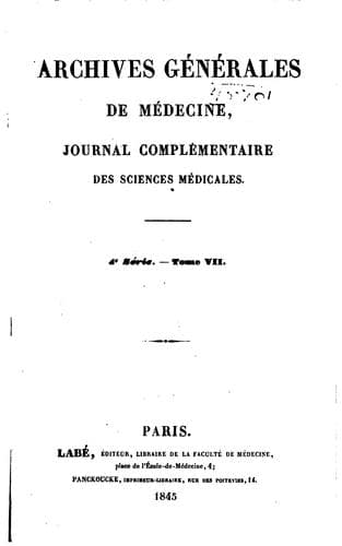 Tapa de Archives générales de médecine