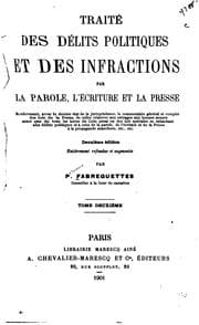 Tapa de Traité des délits politiques et des infractions par la parole, l'écriture et ..