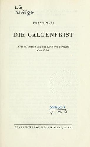 Tapa de Die Galgenfrist