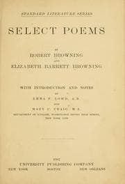 Tapa de Select poems by Robert Browning and Elizabeth Barrett Browning