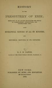 Tapa de History of the Presbytery of Erie