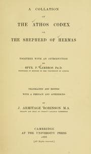 Tapa de A collation of the Athos codex of the Shepherd of Hermas