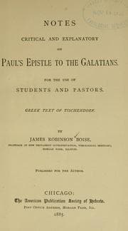 Tapa de Notes critical and explanatory on Paul's Epistle to the Galatians for the use of students and pastors