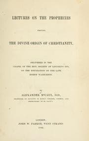 Tapa de Lectures on the prophecies proving the divine origin of Christianity