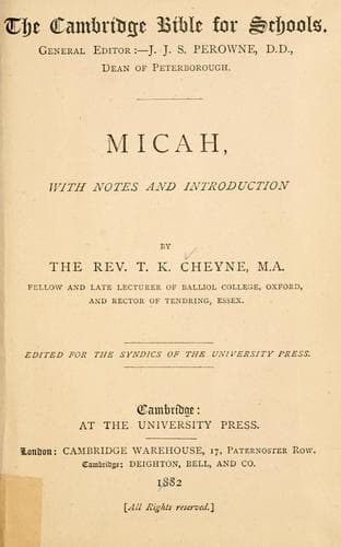 Tapa de Micah, with notes and introduction