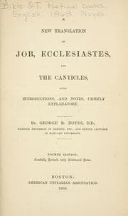 Tapa de A new translation of Job, Ecclesiastes and the Canticles