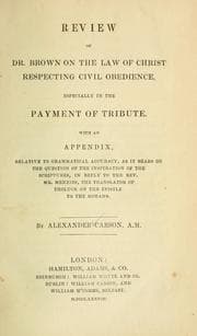 Tapa de Review of Dr. Brown on the law of Christ respecting civil obedience