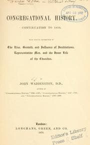 Tapa de Congregational history, continuation to 1850