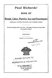 Tapa de Paul Richards' book of breads, cakes, pastries, ices and sweetmeats