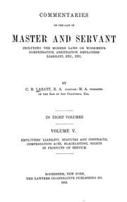 Tapa de Commentaries on the law of master and servant