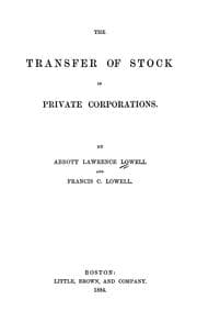Tapa de The transfer of stock in private corporations