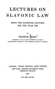 Tapa de Lectures on Slavonic law