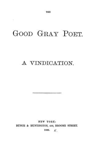 Tapa de The good gray poet