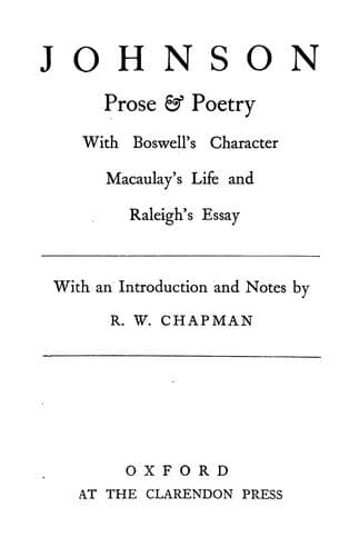 Tapa de Johnson: prose & poetry
