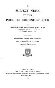 Tapa de A subject-index to the poems of Edmund Spenser