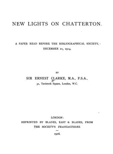Tapa de New lights on Chatterton
