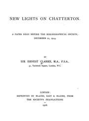 Tapa de New lights on Chatterton