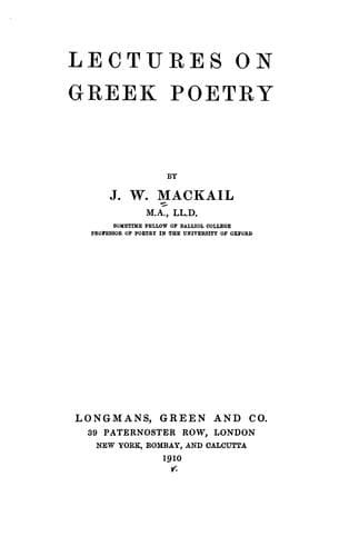 Tapa de Lectures on Greek poetry