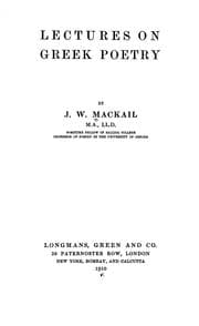 Tapa de Lectures on Greek poetry