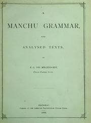 Tapa de A Manchu grammar