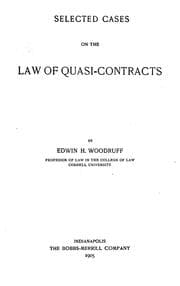 Tapa de Selected cases on the law of quasi-contracts