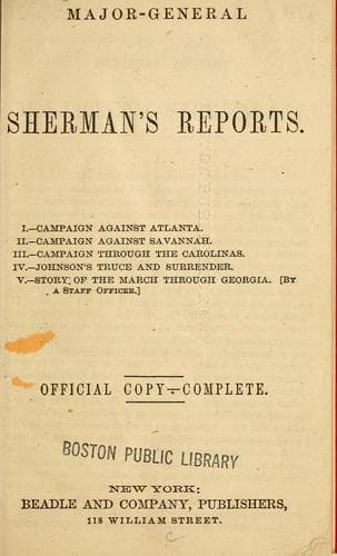 Tapa de Major-General Sherman's reports
