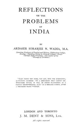 Tapa de Reflections on the problems of India