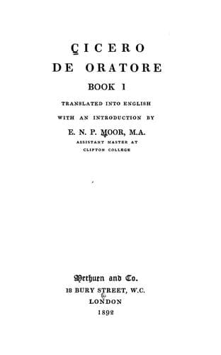 Tapa de De oratore, book 1