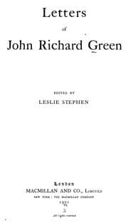 Tapa de Letters of John Richard Green