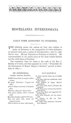 Tapa de Miscellanea invernessiana