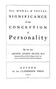 Tapa de The moral & social significance of the conception of personality