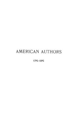 Tapa de American authors, 1795-1895