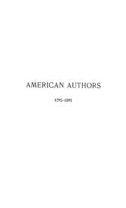 Tapa de American authors, 1795-1895