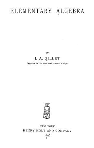 Tapa de Elementary algebra