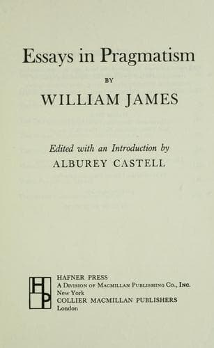 Tapa de Essays in pragmatism.