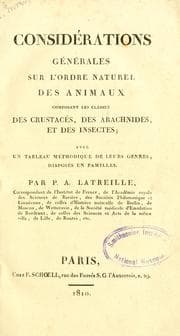 Tapa de Considtions grales sur l'ordre naturel des animaux composant les classes des crustac des arachnides, et des insectes