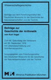 Tapa de Beiträge zur Geschichte der Arithmetik
