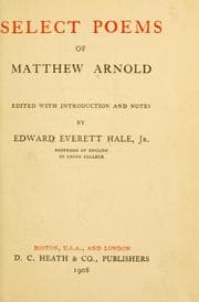 Tapa de Select poems of Matthew Arnold