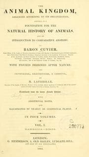 Tapa de The animal kingdom, arranged according to its organization, serving as a foundation for the natural history of animals