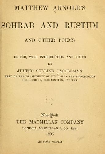 Tapa de Matthew Arnold's Sohrab and Rustum