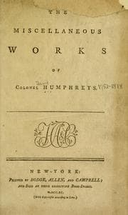 Tapa de The miscellaneous works of Colonel Humphreys