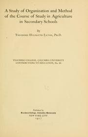Tapa de A study of organization and method of the course of study in agriculture in secondary schools