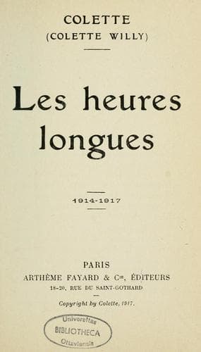 Tapa de Les heures longues, 1914-1917