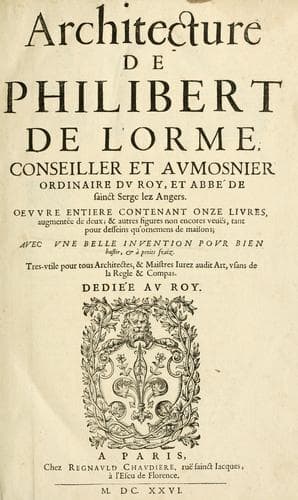 Tapa de Architecture de Philibert de L'Orme