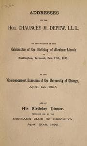 Tapa de Addresses by the Hon. Chauncey M. Depew, LL
