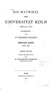 Tapa de Die Matrikel der Universität Köln, 1389 bis 1559