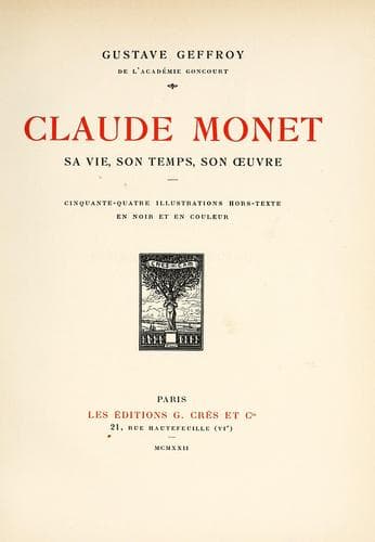 Tapa de Claude Monet, sa vie, son œuvre