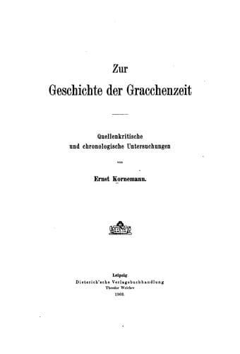 Tapa de Zur geschichte der Gracchenzeit