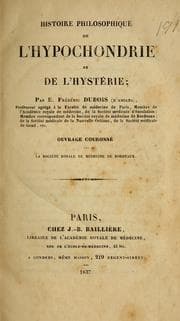 Tapa de Histoire philosophique de l'hypochondrie et de l'hystie